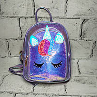 Рюкзак детский блестящий Единорог, фиолетовый