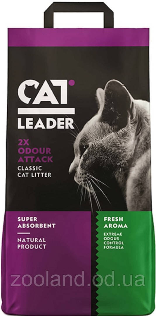 801991 Cat Leader Classic 2xOdour Attack Fresh Комкуватий, 5 кг