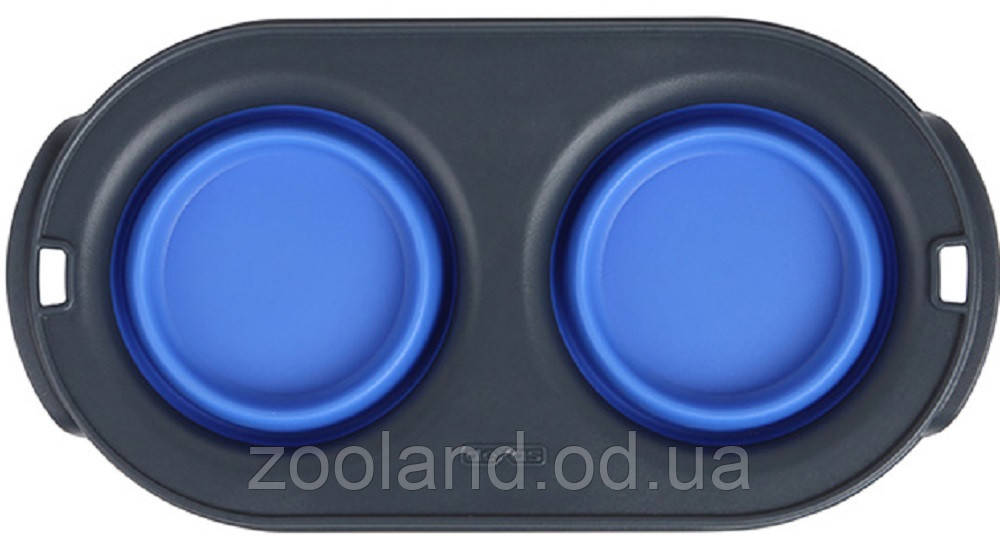 Dx30652 Dexas Collapsible Pet Feeder Подвійна Складана миска для собак і кішок, синій