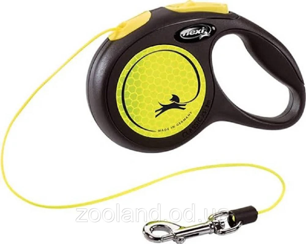 Flexi Рулетка Neon ХS 3м до 8кг трос, жовтий