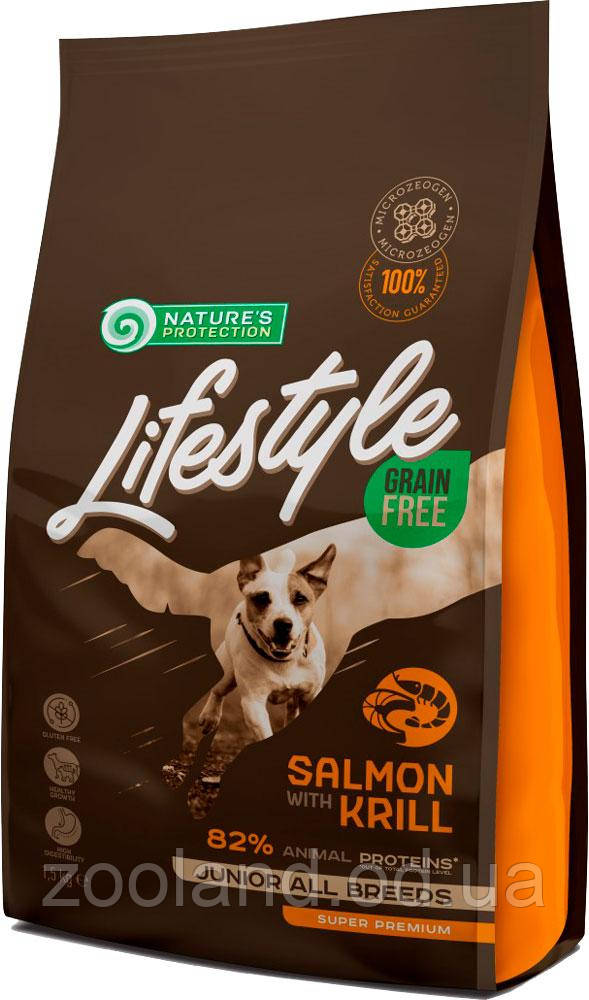 NPLS45686 Nature's Protection LifeStyle Junior All Breeds Лосось і криль, 1,5 кг