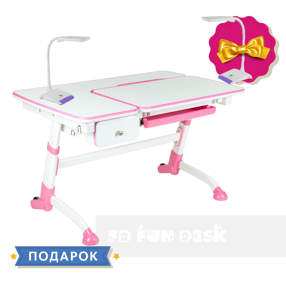 Дитячий стіл-трансформер FunDesk Amare Pink з висувним ящиком, фото 1