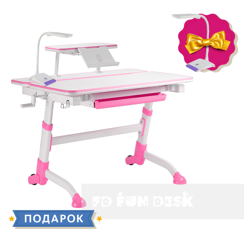Парта регульована FunDesk Volare Pink + Полиця для книг SS16 FunDesk Pink