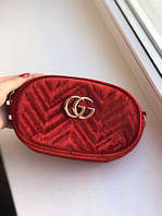 Сумка на пояс в стиле Gucci red ( бархат )