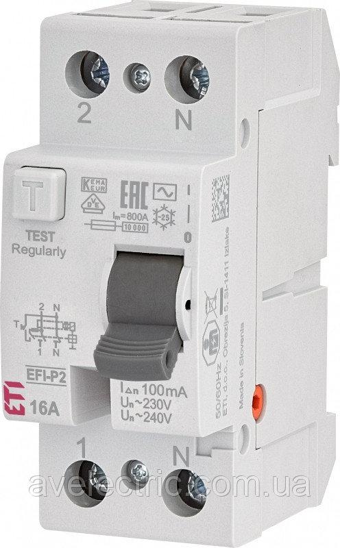 Реле диференційне (ПЗВ) 2р EFI6-P2 16/0,03 тип AC (6kA), ETI