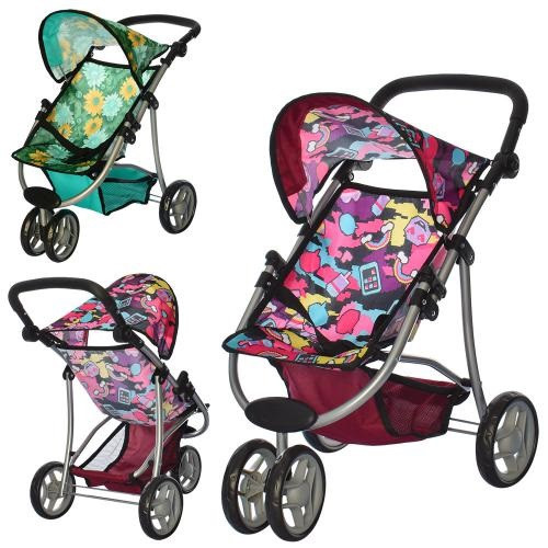 KM9671 Іграшка Коляска для ляльки, залізна, поворот, висота до ручки: регулюється за висотою 36-58 см