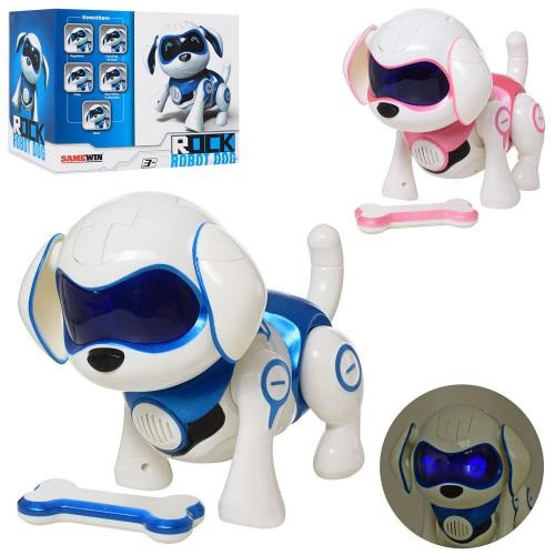 KM961 Собака робот, акумулятор, 23 см, музика, звук англійський, світло, USB-зарядний, 2 кольори, у коробці