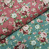 Бавовняний сатин рожеві троянди на кораловому, ш. 160 см, фото 4