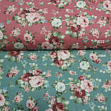 Бавовняний сатин рожеві троянди на кораловому, ш. 160 см, фото 5