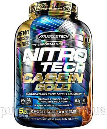 Казеїновий протеїн MuscleTech Nitro-Tech Casein Gold 2270 г, фото 2