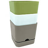 Горщик для квітів квадратний Begonya 1,5 л білий, фото 5