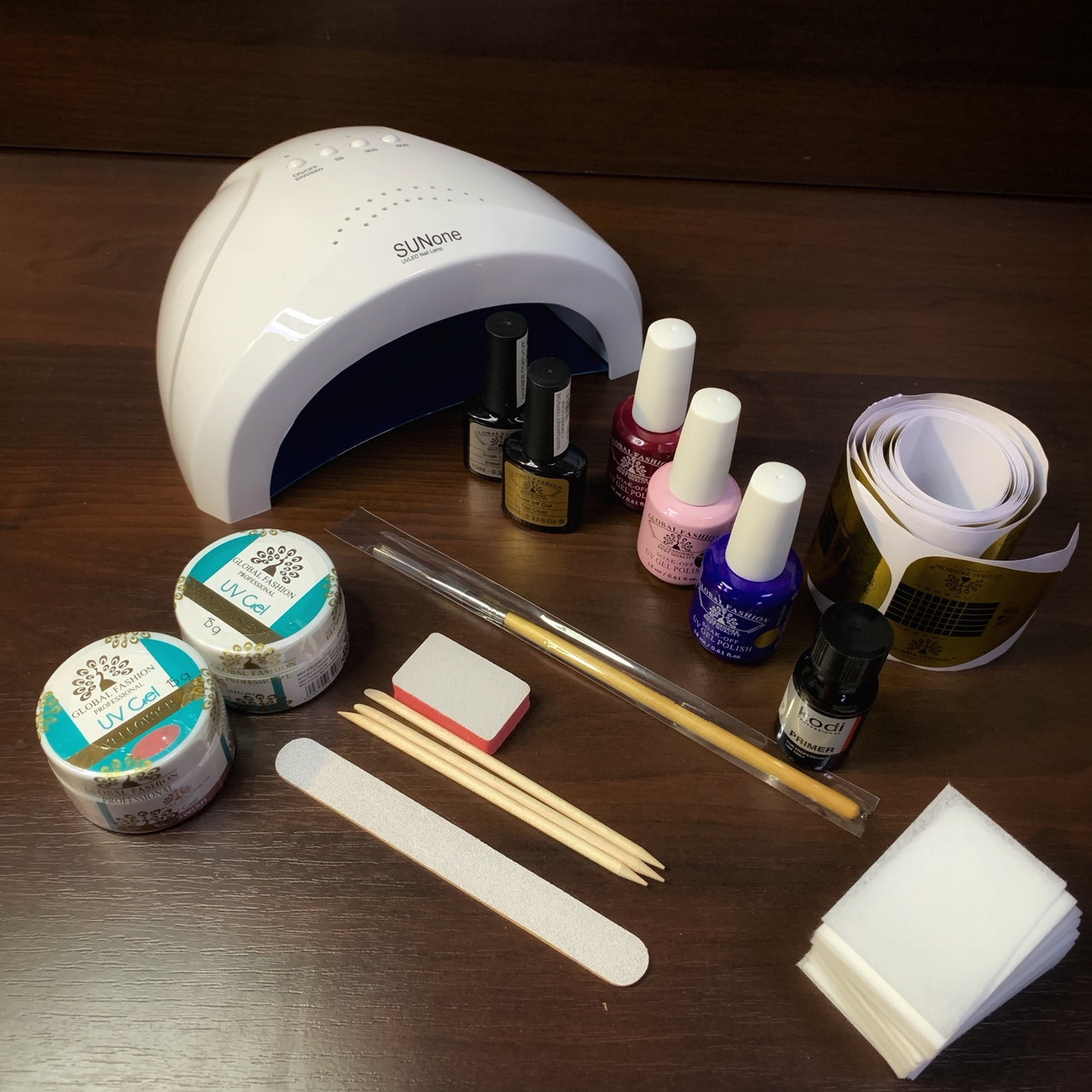 Набір для нарощування нігтів Global з лампою Sun One