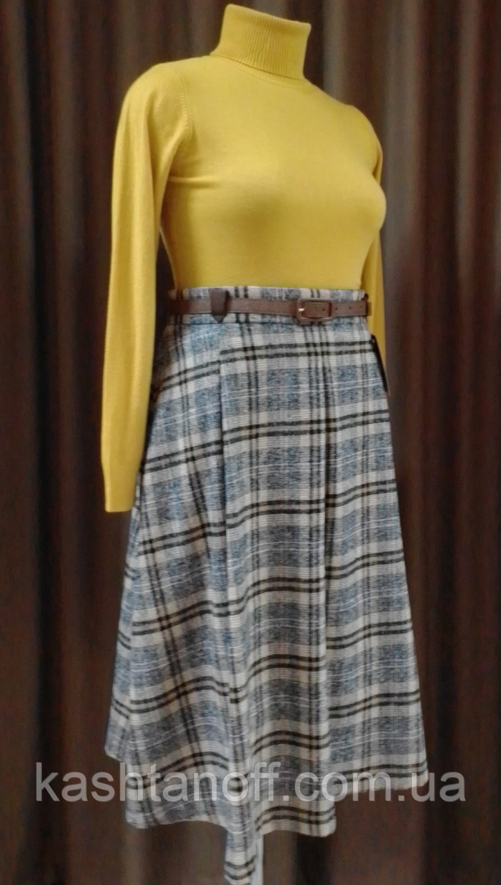 Вовняна спідниця в карту, фото 1