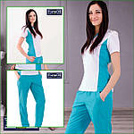 Жіночий медичний костюм "Аріша" біло-м'ятний, фото 6