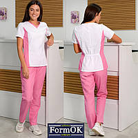 Женские медицинские костюмы "Ариша" бело-розовый