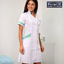 Жіночий медичний халат Анна біло-салатовий