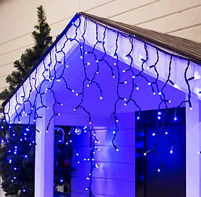 Гірлянда Бахрома на чорному проводі 2.5 x 0.6 м синє світло, динамічний режим