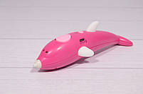 Акумуляторна 3D-ручка Wm-9903 для дітей із трафаретами та пластиком для малювання 3Д Pen дельфін рожевий, фото 2