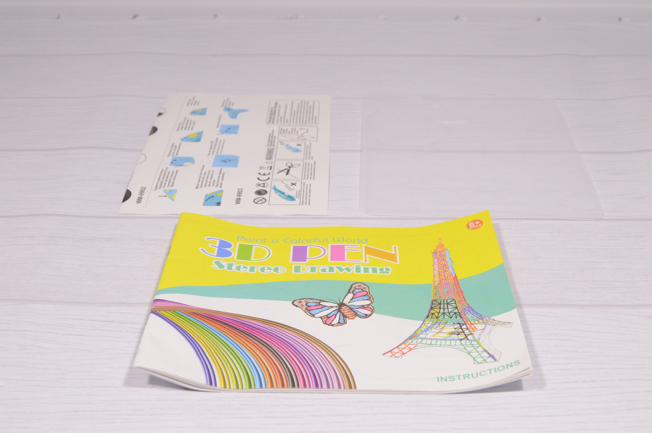 Аккумуляторная 3D ручка Wm- 9903 для детей с трафаретами и пластиком для рисования 3Д Pen дельфин розовый - фото 7 - id-p1314204015