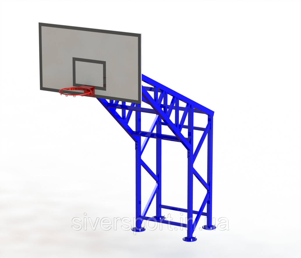 Стійка баскетбольна зі щитом (180х105), вологостійка фанера, стандарт FIBA, з сіткою, на 4-х опорах SL418, фото 1