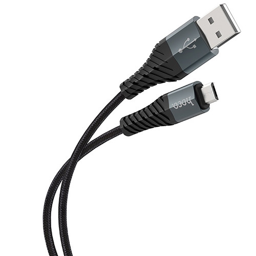 Кабель 100см для зарядки телефону MicroUSB Android Hoco Cool X38 100см | 2.4A | Чорний
