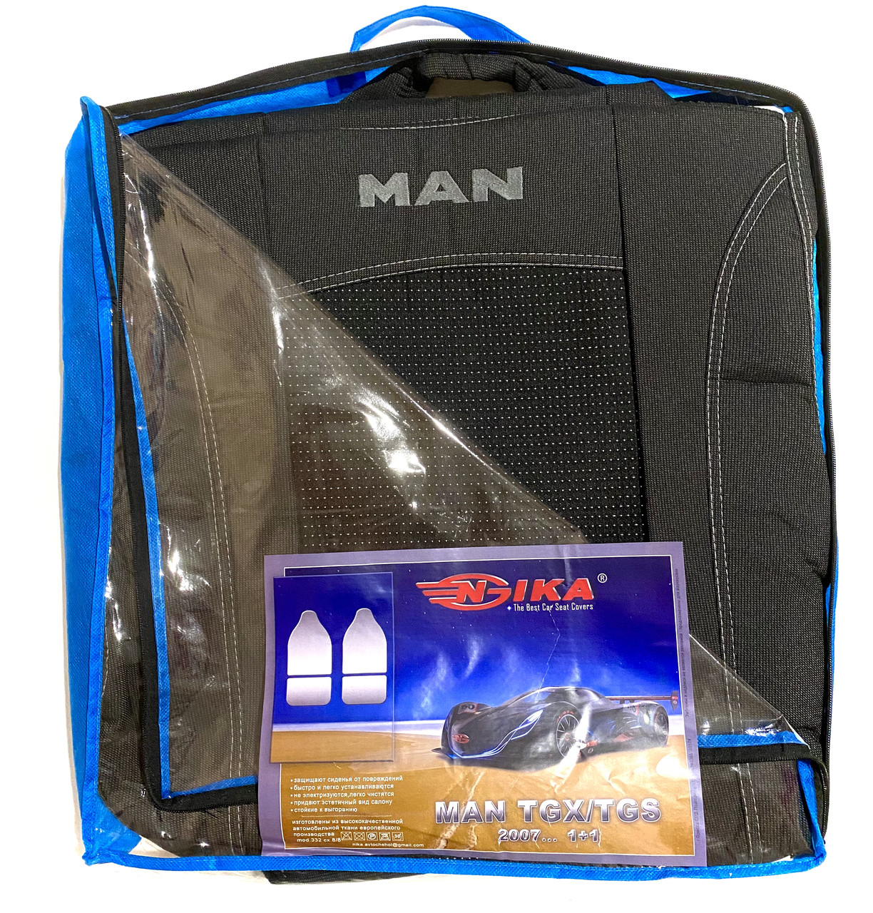 Автомобільні чохли MAN TGX 1+1 2007- Nika червоний, фото 1