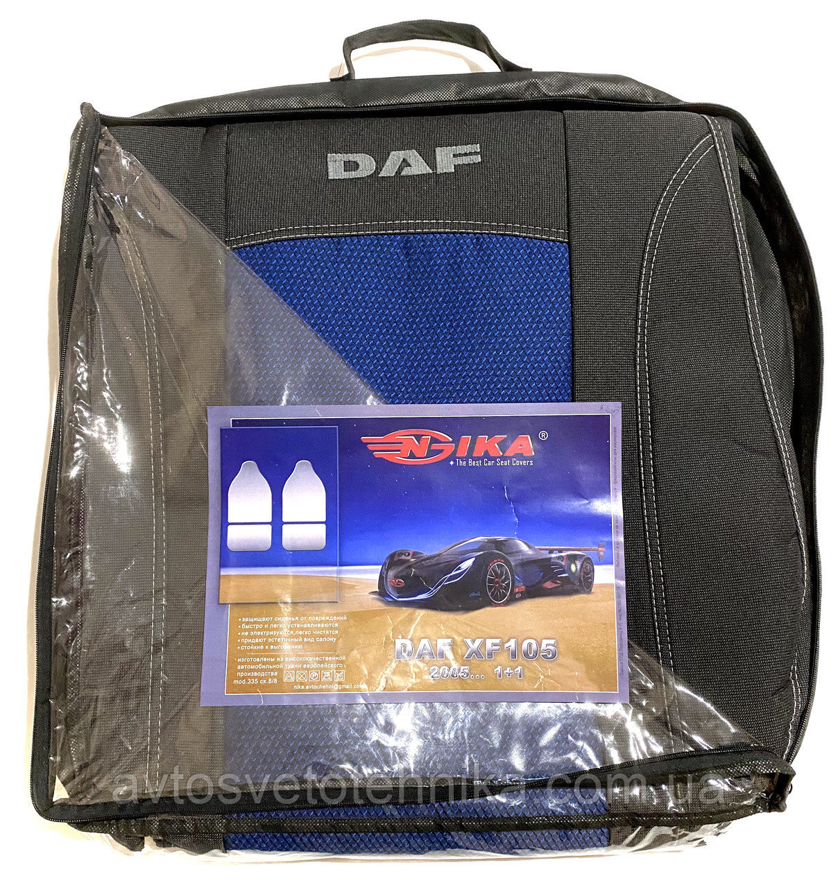 Автомобільні чохли Daf DAF XF 95 1+1 2002-2006 червоний Nika, фото 1