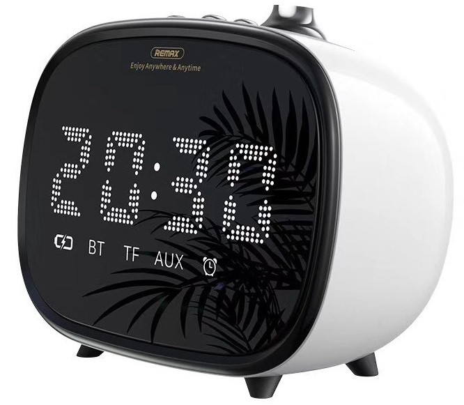 Портативна Bluetooth колонка REMAX RB-M52 з LED годинник, біла, фото 1