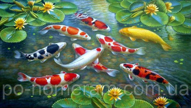 Картина алмазами ТМ Алмазна мозаіка Карпи Кої (DM-362) 30 х 50 см (Без підрамника), фото 1