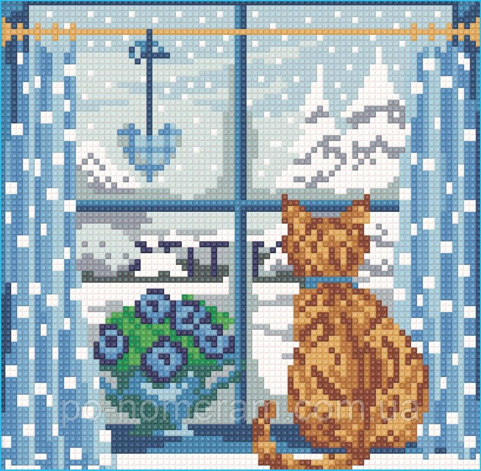 Картина стразами ТМ Алмазна мозаіка Пори року - зима (UA-030) 20 х 20 см (Без підрамника), фото 1