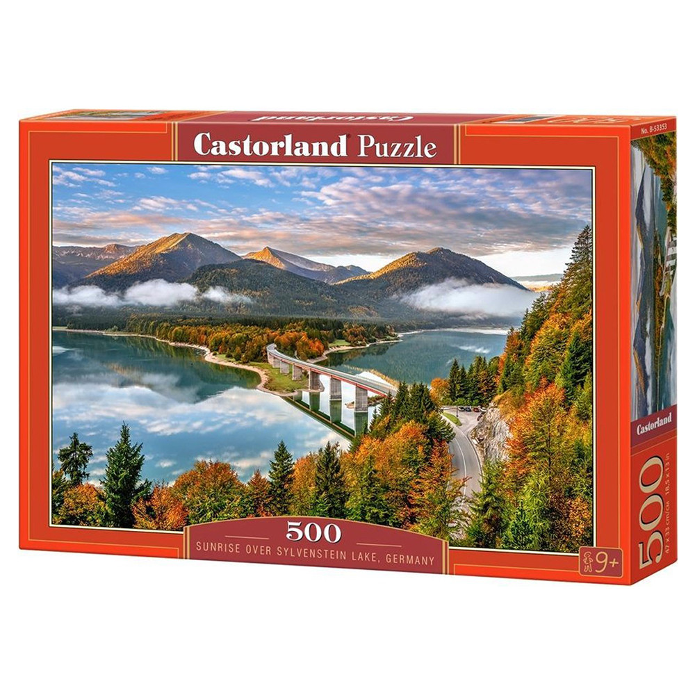 Пазл "Схід сонця над озером Сільвенштайн, Німеччина", 500 элементів Castorland (5904438053353)