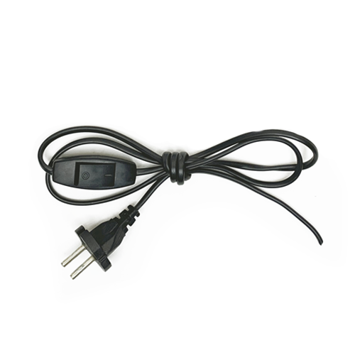 Мережевий шнур із овальним вимикачем та круглою вилкою чорний 1,2 м