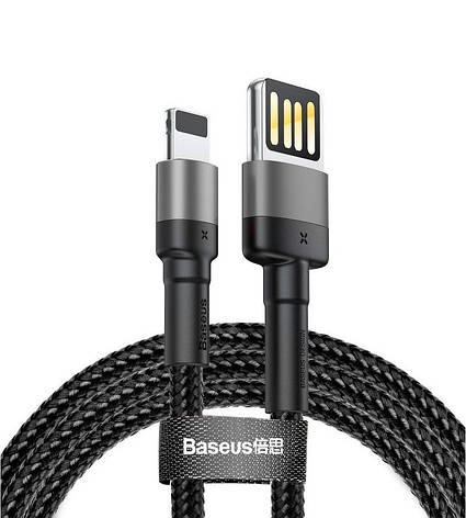 Кабель для зарядки телефона/ смартфона Baseus USB - Lightning 2.4 А 1 м Сірий/ Чорний (CALKLF-GG1), фото 1