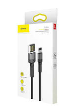Кабель для зарядки телефона/ смартфона Baseus USB - Lightning 2.4 А 1 м Сірий/ Чорний (CALKLF-GG1), фото 6
