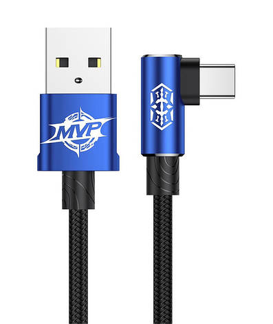 Ігровий кабель для зарядки телефона Baseus MVP Elbow USB - Type-C 2 А 1 м Синій (CATMVP-A03), фото 1