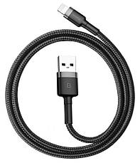 Кабель для зарядки телефона/ смартфона Baseus USB - Lightning 2.4 А 1 м Сірий/Чорний (CALKLF-BG1), фото 3