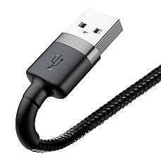 Кабель для зарядки телефона/ смартфона Baseus USB - Lightning 2.4 А 1 м Сірий/Чорний (CALKLF-BG1), фото 4