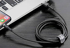 Кабель для зарядки телефона/ смартфона Baseus USB - Lightning 2.4 А 1 м Сірий/Чорний (CALKLF-BG1), фото 6