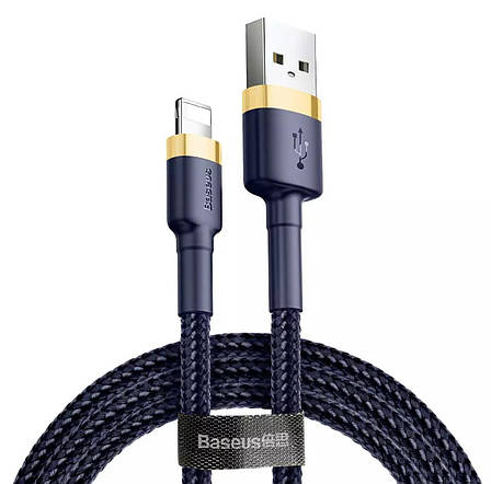 Кабель для зарядки телефона/ смартфона Baseus USB-Lightning 2.4 А 1 м Золотистий/Синій (CALKLF-BV3), фото 1