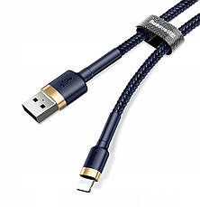 Кабель для зарядки телефона/ смартфона Baseus USB-Lightning 2.4 А 1 м Золотистий/Синій (CALKLF-BV3), фото 4