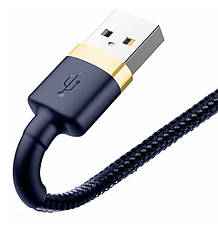 Кабель для зарядки телефона/ смартфона Baseus USB-Lightning 2.4 А 1 м Золотистий/Синій (CALKLF-BV3), фото 6