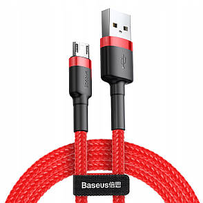 Кабель для зарядки телефона/ смартфона Baseus USB - Micro USB 2.4А 1м Червоний/ Чорний (CAMKLF-B09), фото 1