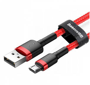 Кабель для зарядки телефона/ смартфона Baseus USB - Micro USB 2.4А 1м Червоний/ Чорний (CAMKLF-B09), фото 3