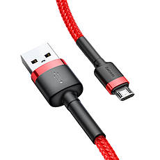 Кабель для зарядки телефона/ смартфона Baseus USB - Micro USB 2.4А 1м Червоний/ Чорний (CAMKLF-B09), фото 4