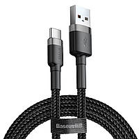 Кабель для зарядки телефона/ смартфона Baseus Cafule USB-Type-C 3А 1м Серый/Черный (CATKLF-BG1)