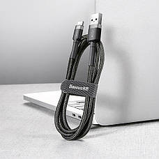 Кабель для зарядки телефона/ смартфона Baseus Cafule USB-Type-C 3А 1м Сірий/ Чорний (CATKLF-BG1), фото 5