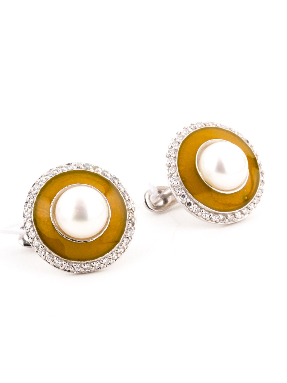 Сережки срібні з перлами і ювелірною емалью ZE1863-E