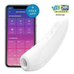 Вакуумний кліторальний стимулятор Satisfyer Curvy 1+ White | Puls69, фото 2
