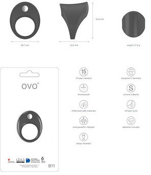 OVO B11 ерекційне виброкольцо на член, Німеччина | Knopka, фото 2