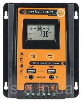 PVSC30A 30А 12/24В Контролер заряду сонячних батарей (модулей) з Дисплеєм + 2 USB Контролер заряду, фото 1